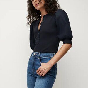 Veronica Beard | Coralee Puff-Sleeve Tee in Navy (M)